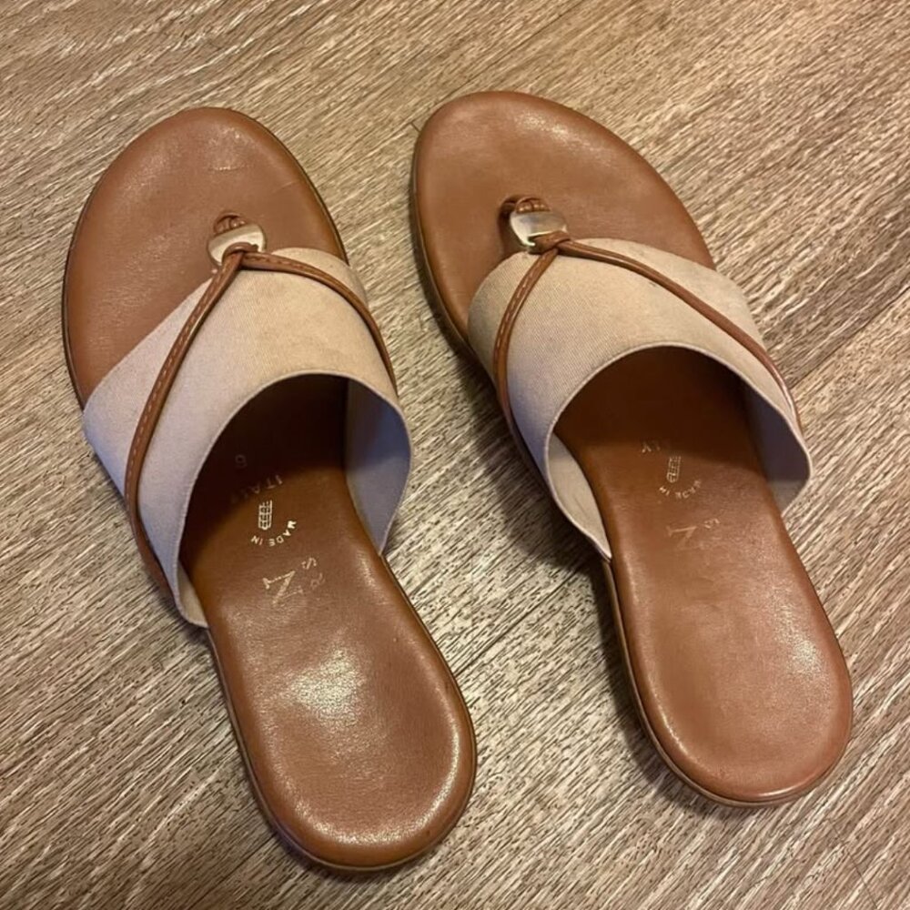 Summertime Thong Sandals, Italian Shoemakers, Women's Size 6 (tan/nude)